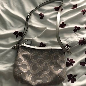 Small gray coach purse